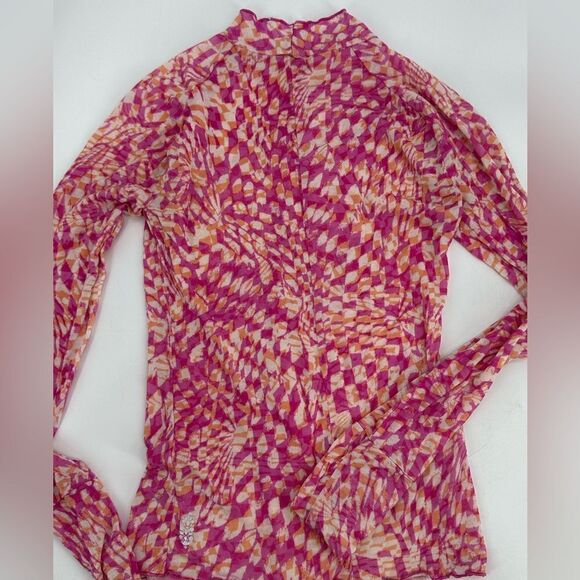Free People Movement Pink Combo High Jump Printed Long Sleeve Mock Neck Top XS - Picture 3 of 6